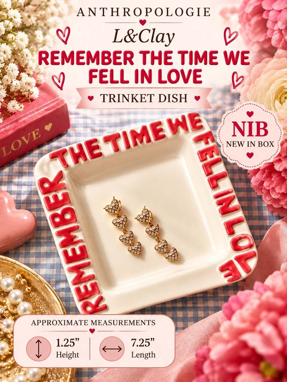 Anthropologie L&Clay "Remember the Time We Fell in Love" Trinket Dish NIB